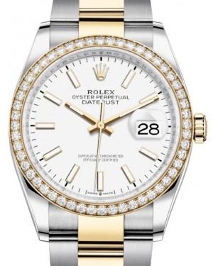 Rolex Datejust 36 Yellow Gold/Steel White Index Dial & Diamond Bezel Oyster Bracelet 126283RBR