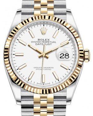 Rolex Datejust 36 Yellow Gold/Steel White Index Dial & Fluted Bezel Jubilee Bracelet 126233
