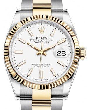 Rolex Datejust 36 Yellow Gold/Steel White Index Dial & Fluted Bezel Oyster Bracelet 126233