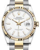 Rolex Datejust 36 Yellow Gold/Steel White Index Dial & Fluted Bezel Oyster Bracelet 126233
