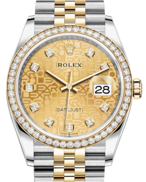 Rolex Datejust 36 Yellow Gold/Steel Champagne Jubilee Diamond Dial & Diamond Bezel Jubilee Bracelet 126283RBR
