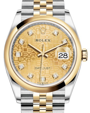 Rolex Datejust 36 Yellow Gold/Steel Champagne Jubilee Diamond Dial & Smooth Domed Bezel Jubilee Bracelet 126203