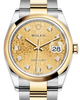 Rolex Datejust 36 Yellow Gold/Steel Champagne Jubilee Diamond Dial & Smooth Domed Bezel Oyster Bracelet 126203