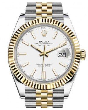 Rolex 126333 Two Tone Datejust 41 White Dial Fluted Bezel Jubilee