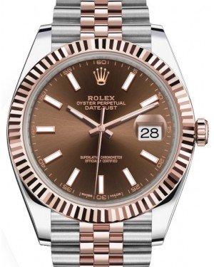 Rolex Datejust 41 Rose Gold/Steel Chocolate Index Dial Fluted Bezel Jubilee Bracelet 126331 -  New