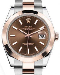 Rolex Datejust 41 Rose Gold/Steel Chocolate Index Dial Smooth Bezel Oyster Bracelet 126301
