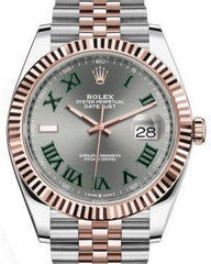 Rolex Datejust 41 Rose Gold/Steel Slate Roman Dial Fluted Bezel Jubilee Bracelet 126331 -  New