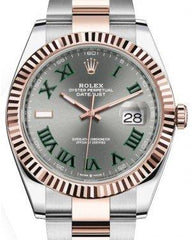 Rolex Datejust 41 Rose Gold/Steel Slate Roman Dial Fluted Bezel Oyster Bracelet 126331 -  New