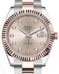 Rolex Datejust 41 Rose Gold/Steel Sundust Diamond Dial Fluted Bezel Oyster Bracelet 126331 -  New