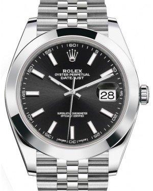 Rolex Datejust 41 Stainless Steel Black Index Dial Smooth Bezel Jubilee Bracelet 126300 -  New