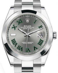 Rolex Datejust 41 Stainless Steel Slate Roman Dial Smooth Bezel Oyster Bracelet 126300 -  New