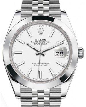 Rolex Datejust 41 Stainless Steel White Index Dial Smooth Bezel Jubilee Bracelet 126300 -  New