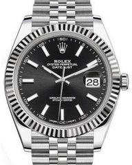 Rolex Datejust 41 White Gold/Steel Black Index Dial Fluted Bezel Jubilee Bracelet 126334 -  New