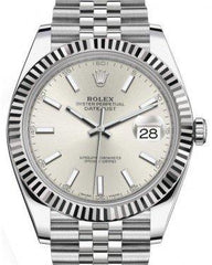 Rolex Datejust 41 White Gold/Steel Silver Index Dial Fluted Bezel Jubilee Bracelet 126334 -  New