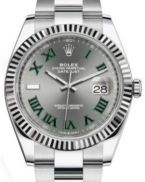 Rolex Datejust 41 White Gold/Steel Slate Roman Dial Fluted Bezel Oyster Bracelet 126334