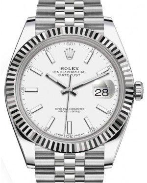 Rolex Datejust 41 White Gold/Steel White Index Dial Fluted Bezel Jubilee Bracelet 126334