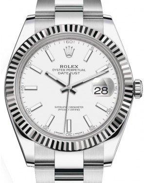 Rolex Datejust 41 White Gold/Steel White Index Dial Fluted Bezel Oyster Bracelet 126334