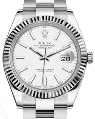 Rolex Datejust 41 White Gold/Steel White Index Dial Fluted Bezel Oyster Bracelet 126334