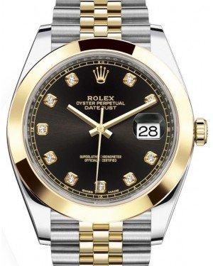 Rolex Datejust 41 Yellow Gold/Steel Black Diamond Dial Smooth Bezel Jubilee Bracelet 126303