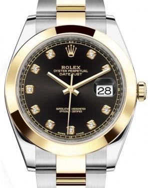 Rolex Datejust 41 Yellow Gold/Steel Black Diamond Dial Smooth Bezel Oyster Bracelet 126303