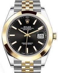 Rolex Datejust 41 Yellow Gold/Steel Black Index Dial Smooth Bezel Jubilee Bracelet 126303