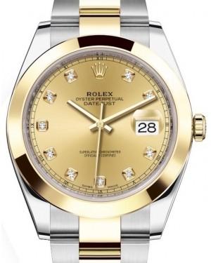 Rolex Datejust 41 Yellow Gold/Steel Champagne Diamond Dial Smooth Bezel Oyster Bracelet 126303