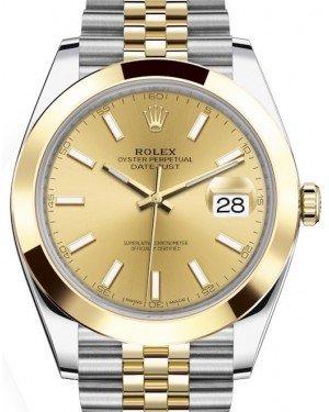 Rolex Datejust 41 Yellow Gold/Steel Champagne Index Dial Smooth Bezel Jubilee Bracelet 126303