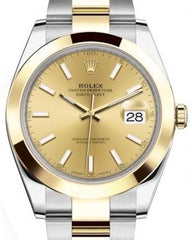 Rolex Datejust 41 Yellow Gold/Steel Champagne Index Dial Smooth Bezel Oyster Bracelet 126303