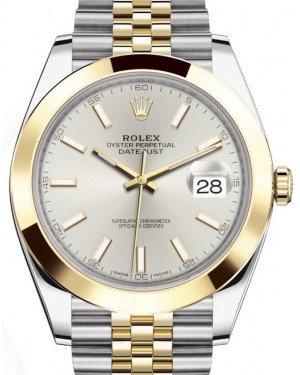 Rolex Datejust 41 Yellow Gold/Steel Silver Index Dial Smooth Bezel Jubilee Bracelet 126303