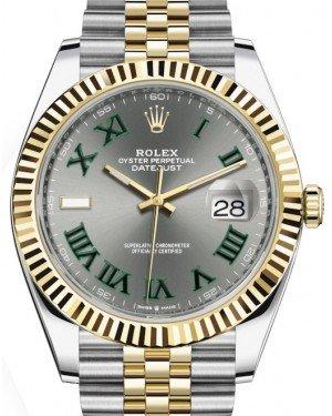 Rolex Datejust 41 Yellow Gold/Steel Slate Roman Dial Fluted Bezel Jubilee Bracelet 126333 -  New