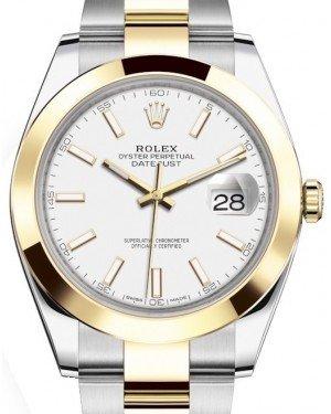 Rolex Datejust 41 Yellow Gold/Steel White Index Dial Smooth Bezel Oyster Bracelet 126303