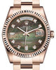 Rolex Day-Date 36 Rose Gold Black Mother of Pearl Diamond Dial & Fluted Bezel Oyster Bracelet 118235
