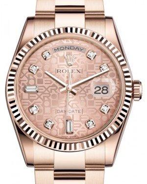Rolex Day-Date 36 Rose Gold Pink Jubilee Diamond Dial & Fluted Bezel Oyster Bracelet 118235