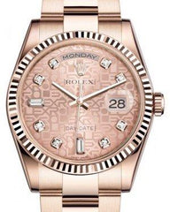 Rolex Day-Date 36 Rose Gold Pink Jubilee Diamond Dial & Fluted Bezel Oyster Bracelet 118235