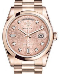 Rolex Day-Date 36 Rose Gold Pink Jubilee Diamond Dial & Smooth Domed Bezel President Bracelet 118205
