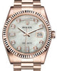Rolex Day-Date 36 Rose Gold White Mother of Pearl with Oxford Motif Diamond Dial & Fluted Bezel President Bracelet 118235