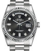 Rolex Day-Date 36 White Gold Black Diamond Dial & Fluted Bezel President Bracelet 118239