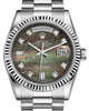Rolex Day-Date 36 White Gold Black Mother of Pearl Diamond Dial & Fluted Bezel President Bracelet 118239