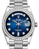 Rolex Day-Date 36 White Gold Blue Ombre Diamond Dial & Diamond Bezel Diamond Set President Bracelet 128239RBR