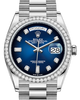 Rolex Day-Date 36 White Gold Blue Ombre Diamond Dial & Diamond Bezel President Bracelet 128239RBR