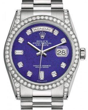 Rolex Day-Date 36 White Gold Lapis Lazuli Diamond Dial & Diamond Set Case & Bezel President Bracelet 118389