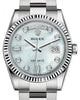 Rolex Day-Date 36 White Gold Platinum Mother of Pearl with Oxford Motif Diamond Dial & Fluted Bezel Oyster Bracelet 118239