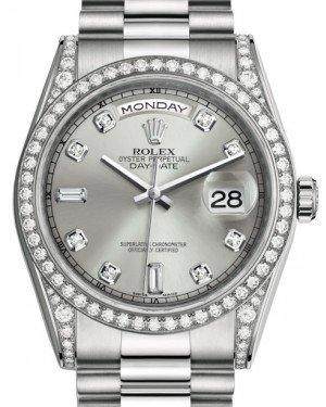 Rolex Day-Date 36 White Gold Silver Diamond Dial & Diamond Set Case & Bezel President Bracelet 118389