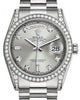 Rolex Day-Date 36 White Gold Silver Diamond Dial & Diamond Set Case & Bezel President Bracelet 118389