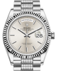 Rolex Day-Date 36 White Gold Silver Index Dial & Fluted Bezel Diamond Set President Bracelet 128239