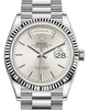 Rolex Day-Date 36 White Gold Silver Index Dial & Fluted Bezel President Bracelet 128239
