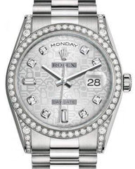 Rolex Day-Date 36 White Gold Silver Jubilee Diamond Dial & Diamond Set Case & Bezel President Bracelet 118389