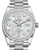 Rolex Day-Date 36 White Gold White Mother of Pearl Diamond Dial & Diamond Bezel Diamond Set President Bracelet 128239RBR
