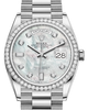 Rolex Day-Date 36 White Gold White Mother of Pearl Diamond Dial & Diamond Bezel President Bracelet 128239RBR