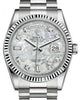 Rolex Day-Date 36 White Gold White Mother of Pearl Diamond Dial & Fluted Bezel President Bracelet 118239